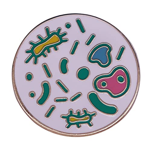 Image of Microbes In Magnifying Glass Enamel Lapel Pin Science Pin. Biology Badge Chemical Organism Metal Brooch Creative Jewelry Gift for Teacher Student Doctor Nurse