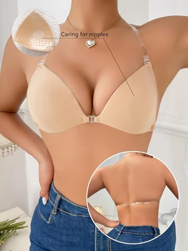 Image of Sticky Bra Push Up for Women, Strapless Invisible Adhesive Bra with Strap for Backless Dress