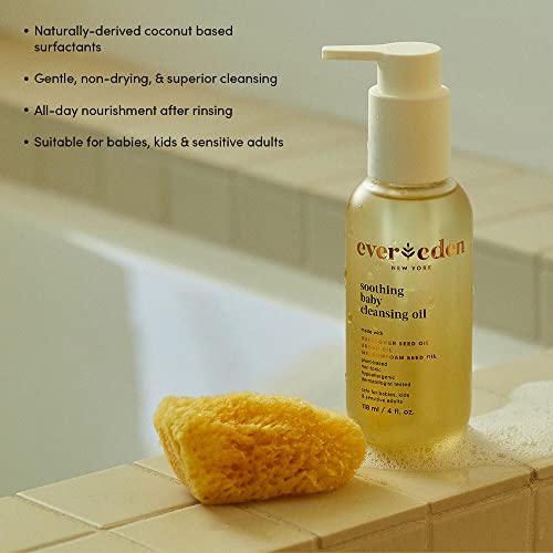 Evereden Soothing Baby Cleansing Oil, 4 Fl Oz. | All Natural And Clean Baby Care | Non-Toxic And Fragrance Free | Plant-Based And Organic Ingredients #TOP2