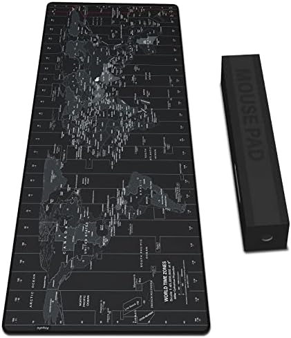 Anpollo Gaming Mouse Pad (900x400x3mm) Extended Mouse Mat Large Non-Slip Desk Pad with Precision Locked Edges Comfortable Keyboard Mat Suitable for Office Gamer Home - Black World Map