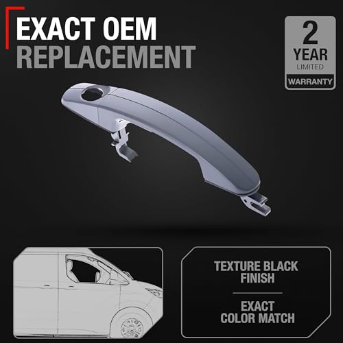 Image of T1A Exterior Hinged + Sliding Passenger Door Handle + Cover Replacement Set - Compatible with 2015-2023 Ford Transit - Textured Black - OEM CV6Z-5422404-DA, CJ5Z-78218A14-C