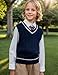 BOBOYOYO Boys Sweater Vest Unisex Cable Knit 100% Cotton Toddler Uniform Vest for Little Big Childrens Kids Teenage Girls Navy