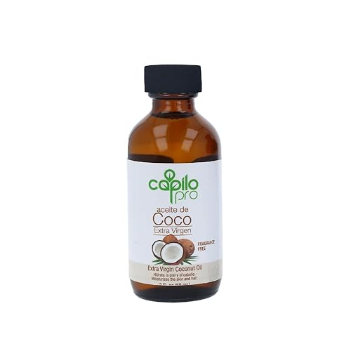 Capilo Aceite de coco virgen profesional, cuidado del cabello y la piel (botella de 2 onzas), sin parabenos, sin sal, sin sulfato de sodio, sin