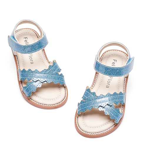 Image of Felix & Flora Toddler Girl Sandals - Little Girl Easter Dress Shoes Lightweight Open Toe Beach Holiday Flats
