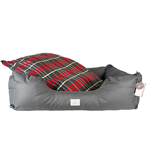 Ligo Gaston - Cuccia lettino per cani in tessuto tecnico water-proof sfoderabile antigraffio. Letto extra large per cani di taglia grande.Realizzata a mano in Italia. (XL | 115 X 95 cm, ANT/SCOZ)