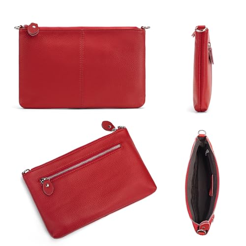 Image of befen Genuine Leather Wristlet Clutch Wallet Purses Small Crossbody Bags for Women with RFID Blocking Card Slots