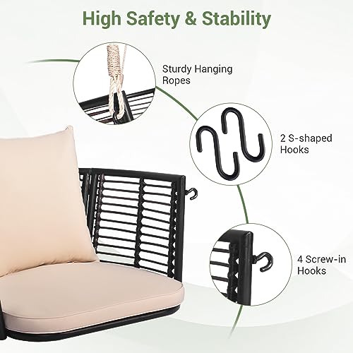 Image of Tangkula 2 Pack Outdoor Hanging Porch Swing with Cushions, Single Person