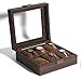 LPY Boîte de Montre à 6 emplacements pour Homme - Vitrine de Luxe en Cuir avec Organisateur de Montre en Verre pour Homme, Anniversaire, Saint Valentin, Mariage, Anniversaire-Brown||vierkant