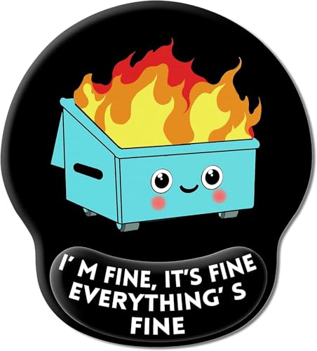 Upgrade Mouse Pad with Wrist Rest, Dumpster on Fire Ergonomic Gaming Gel Mouse Pad with Wrist Support, Cute Computer Mousepad for Desk Home Office Laptop, Pain Relief, Non-Slip PU Base