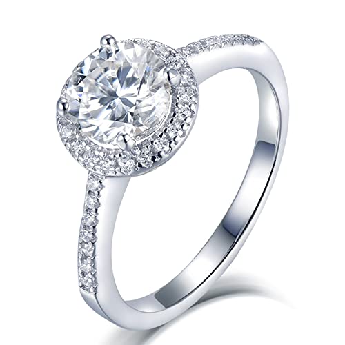 Bague moissanite femme en argent KnSam halo scintillant pour mariage et fiançailles
