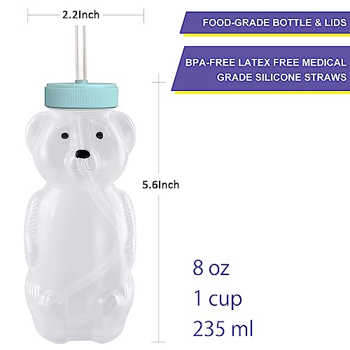 Mootikar NAIPING-1-AQUA Honey Bear Straw Cups For Babies 1 Pack, 8Oz Straw Bear Cup With Improved Safety Lid Design, Honeybear Baby Cup Straw thumb #2