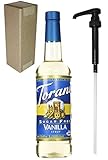Torani Sugar Free Vanilla Flavoring Syrup, 750mL (25.4 Fl Oz) Bottle Individually Boxed, With Black...
