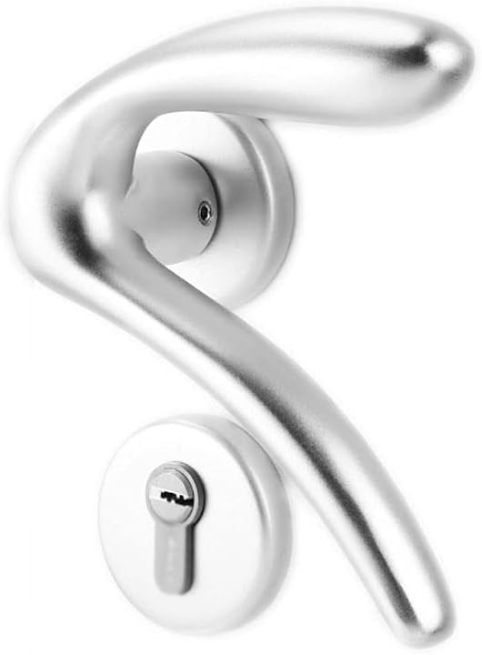 Door Knob Lever Space Aluminum Door Lock Door Levers Door Handle with Key/Without Key for Bedroom Study Bathroom Door Lock with Handle (Color : White with Key)