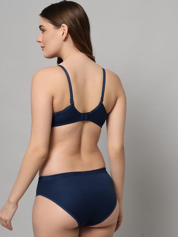 Image of Imsa Moda Women's Padded Wire-Free Bra & Panty Set - Soft Polycotton Lingerie (Pack of 1)