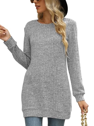 Image of Sweaters for Women Long Sleeve Crewneck Sweatshirt Loose Casual Tunic Tops
