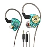 Yeabomy Wired Gaming Earbuds, Ak3file in Ear Monitors, Deep Bass Sound Wired Earbuds, HiFi in Ear Headphones with 1DD 10mm Dynamic Driver, IEM for Music Gaming Video Calling (Green)