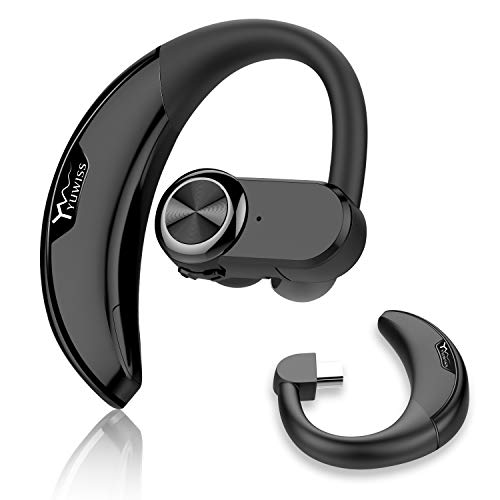 YUWISS Bluetooth 5.0 Earpiece 24Hrs Playtime Wireless Headset for Cell Phones with Mic