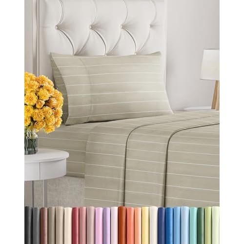 Twin XL Size 3 Piece Sheet Set - Ultra Soft & Cooling Bed Sheets - Fits 8 Inch to 16 inch Mattress - Wrinkle & Fade Free with Deep Pockets - Breathable & Comfy - Hotel Luxury Bedding - Beige
