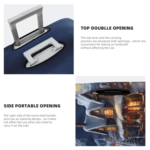 Christmas Village Luggage Cover Stretch Washable Suitcase Protector Suitcase Cover Anti-Scratch Luggage Sleeve Elastic Suitcase Case Protector Baggage Cover Fits 18-32 Inch4