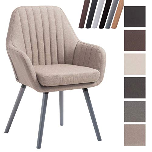 CLP Silla De Visita Florian Tapizada En Tela I Silla Butaca De Salón Nórdica I Silla Comedor Acolchada & con 53cm De Altura De Asiento I Color: Gris Topo, Gris