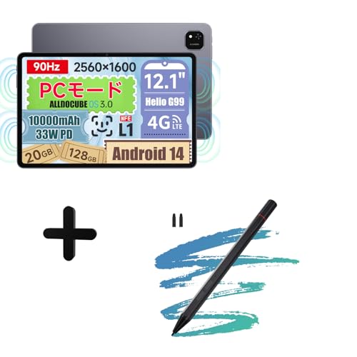 ALLDOCUBE iPlay60 Pad Pro 12.1�C���` �^�u���b�g + �X�^�C���X�y�� �Z�b�g 2.5K�𑜓x Android14 PC���[�h 90Hz PD33W�}���[�d Helio G99 10000mAh 4�X�s�[�J�[ Widevine 