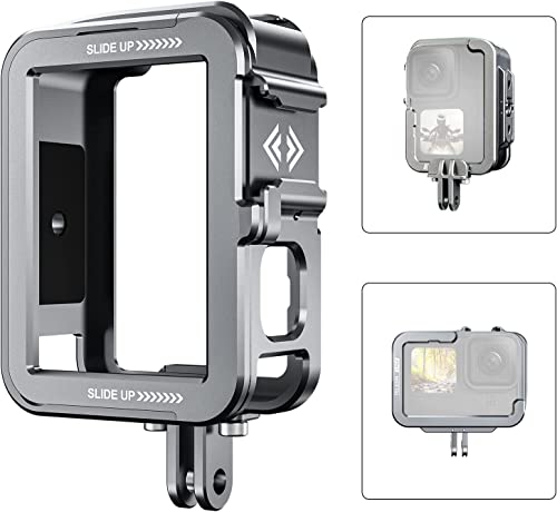 TELESIN-Vertical-Aluminum-Cage-Protective-Case-Frame-Housing-for-GoPro-Hero-11-10-9-Black-Fits-Go-Pro-with-ND-CPL-Lens-Filter-Max-Lens-on-Camera-with-Cold-Shoe-Connect-to-Video-Light-Microphone