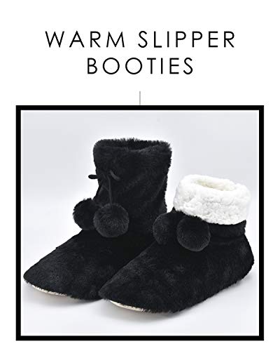 Image of DICUIRD Womens Thick & Warm Slipper Socks with Grippers - Christmas House Slippers