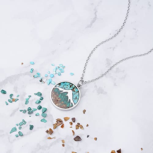 Lauren-Spencer Mountain Necklace for Women, Stainless Steel Pendant Necklace in Turquoise Sodalite Stone Chips, Dainty Nature Necklaces Jewelry for Skiers, Hikers, Campers, Climbers and Nature Lovers2