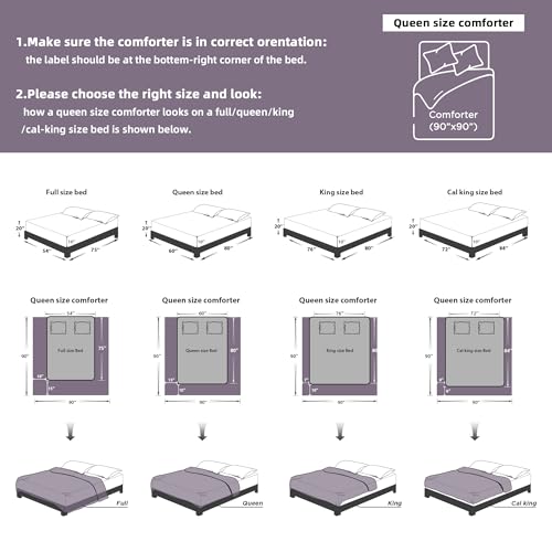 Image of Litanika Grayish Purple Queen Comforter Set, 3 Pieces Tufted Boho Farmhouse Bedding Comforter Sets, Lightweight Fluffy Comforter Bed Set for All Season (90x90In Comforter and 2 Pillowcases)