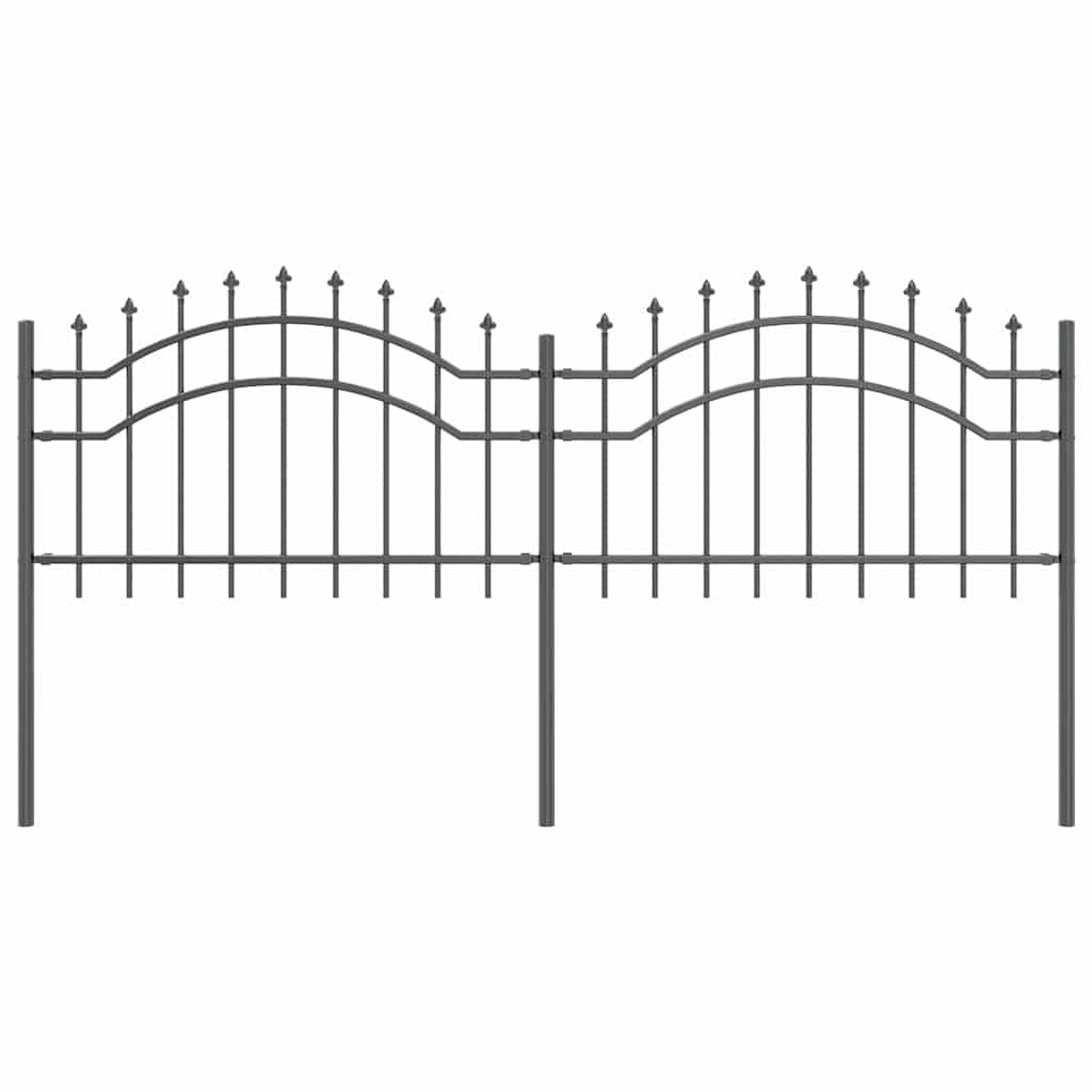 Garden Fence Woerden Grey 240 x 115 cm Powder-Coated Steel Rustproof Outdoor Border for Flower Beds Vegetable Patio Decorative Boundary Marker