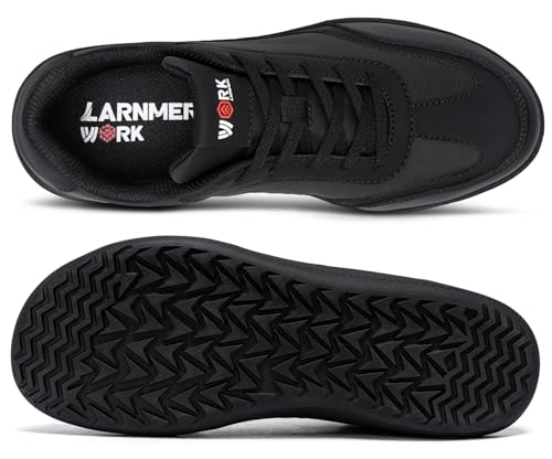 LARNMERN Arbeitsschuhe Herren rutschfeste Sicherheitsschuhe Barfußschuhe mit Breiter Spitze Atmungsaktiv Stahlkappenschuhe Sportlich Schutzschuhe(43 Herren,Schwarz)