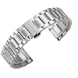 Cinturino for Orologio Unisex con Fibbia Pieghevole in Acciaio Inossidabile,Silver-21mm