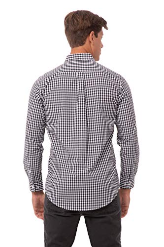 Chef Works Men's Gingham Dress Shirt, Black & White Check, Large #TOP2