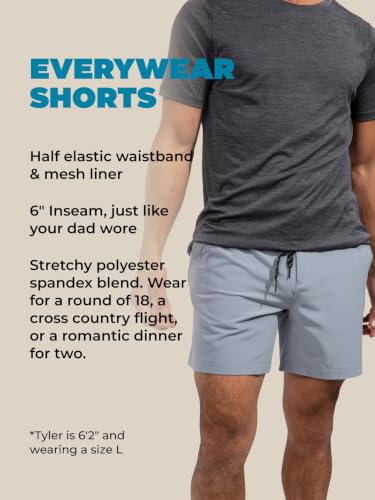 Image of Chubbies Everywear Men's Shorts - Mens Shorts Casual 6in Inseam, Elastic Waist, Water-Resistant, Zipper Pocket