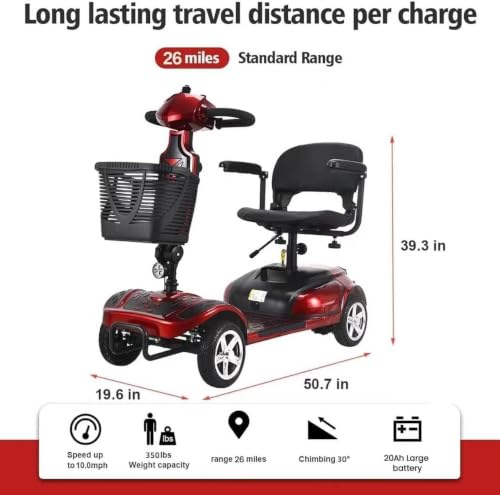 Image of Heavy Duty All Terrain Fast Wheel Mobility Scooter for Seniors and Adults | 350-400 lbs Capacity,350W powerful motor,Spacious and comfortable seats,20A Long Range Battery and Two Baskets
