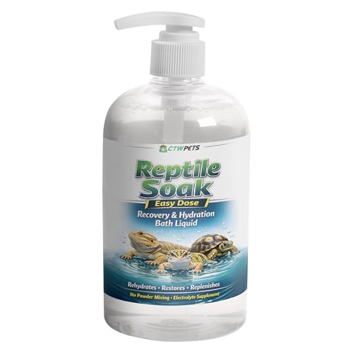 CTWPets Reptile Soak, Electrolyte and Vitamin Bath for Bearded Dragons, Leopard Gecko, Tortoise, Snakes (16oz, Easy Soak)