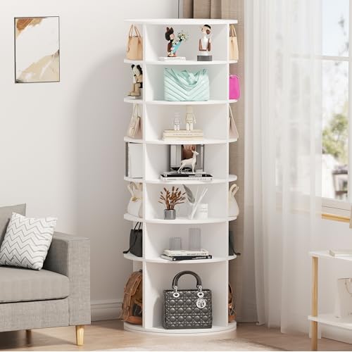 Image of Leavader 7-Tier Round Rotating Shoe Rack, 72 inch Tall Spinning Shoe Rack Tower, Lazy Susan Shoe Organizer for Entryway, Cloakroom, Fits 28 Pairs of Shoes