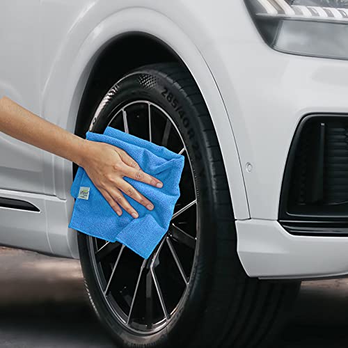 Image of SOFTSPUN Microfiber Cloth - 3 pcs 40x40 cms 340 GSM Sky Blue Thick Lint & StreakFree Multipurpose Cloths Automotive Microfibre Towels for Car Bike Cleaning Polishing Washing & Detailing.