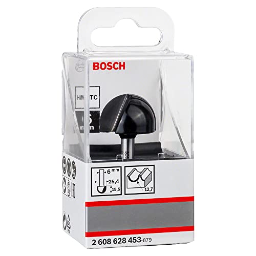 Bosch Fresa de meia-cana 6 mm, R1 12,7 mm, D 25,4 mm, L 15,6 mm, G 49 mm