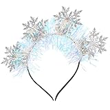 [TIKODIDA] クリスマスパーティー用グリッター雪の結晶カチューシャ ピンクシルバー 女の子用ヘアアクセサリー 写真撮影や に適した装飾品 4個