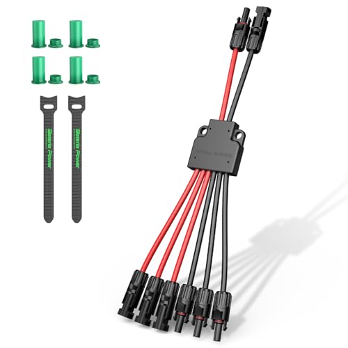 Solar Connectors for 3 Solar Panels, IP68 Waterproof Solar Panel Connectors Splitter, 6 to 2 Y Branch Parallel Adapter for Solar Cable Extension Conne