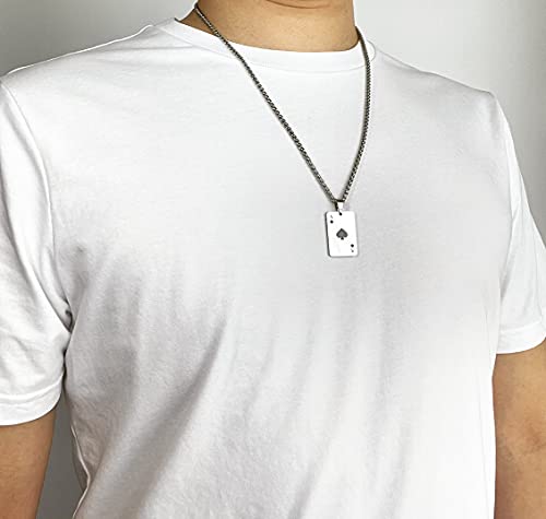 MOO&LEE Stainless Steel Ace of Spades Pendant Necklace for Men and Women Poker Card Pendant with 24 Inch Link Chain4