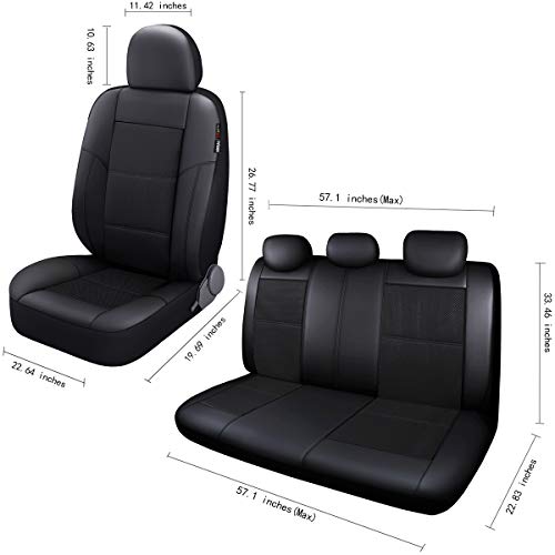 P&J Auto Leather And Mesh Car Seat Cover Full Set In 9Pcs Universal Fit For Cars Trucks Vans & Suvs Airbag Compatible (Black) #TOP6
