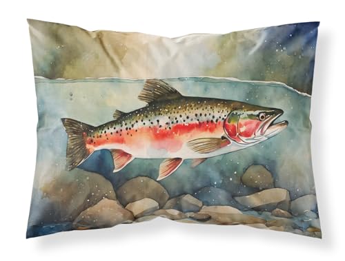 Caroline's Treasures DAC2840PILLOWCASE Trout Standard Pillowcase Lightweight Super Soft Easy Care Decorative Artwork Pillowcase, Standard