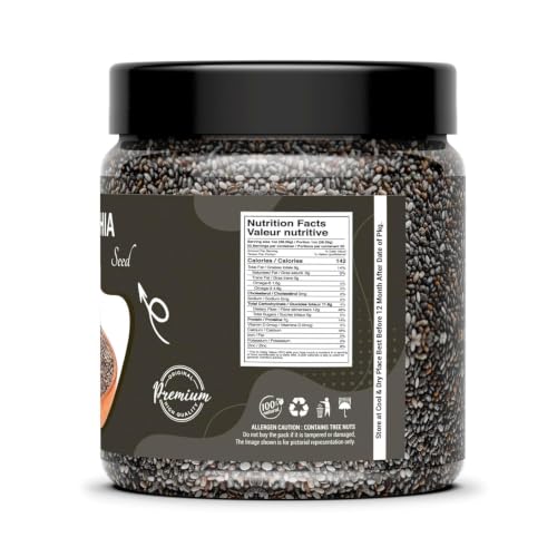 Image of HAPPY HARVEST Raw Chia Seeds | Raw Seeds | Chia Seeds for Eating | Healthy Snacks | Calcium and Protein Rich Seeds (1000 G)