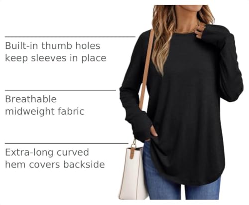 Image of AUTOMET Womens Long Sleeve Tunic Tops Crew Neck Casual Loose Fit Shirts