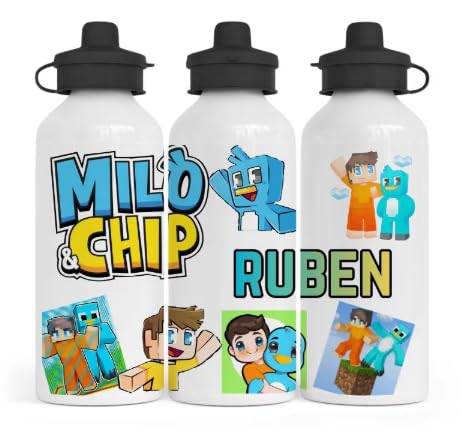 Personalised Water Bottle Mine Icon School milo and chip Sport Drink 500ml Water Bottle