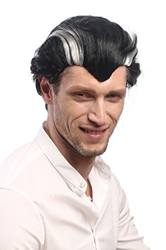 WIG ME UP - XH-820-ZA103-ZA68A Perruque Hommes Carnaval Halloween Courts mèche Gris Noir dégarni Vampire Dracula