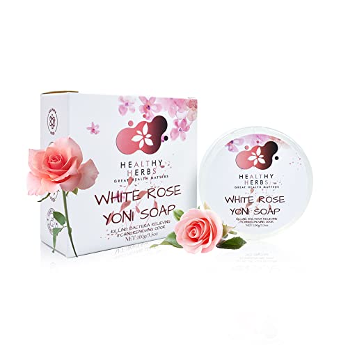 Yoni Soap Feminine Wash Bar (3.5 oz) for Women Ph Balance Eliminates Odor 100% Natural Organic Herbs Handmade Deodorants for Female Care with Natural ingredients (White Rose)