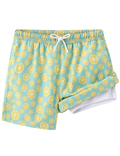 Boys Swim Trunks with Compression Liner, UPF 50+ Sun Protection Kids Shorts Quick Dry Beach Pool